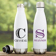 Striped Monogram Personalized Insulated Water Bottles - 21084