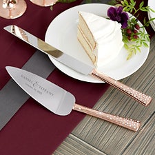 Rose Gold Engraved Cake Knife & Server Set - 21113