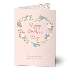 Personalized Mothers Day Card - Floral Wreath - 21129