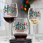 Let's Get Lit Personalized Christmas Wine Glasses - 21161