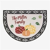 Personalized Half Round Doormats - Plaid Pumpkin - 21176