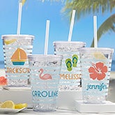 Beach Fun Personalized Acrylic Insulated Tumblers - 21213