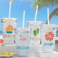 Beach Fun Personalized Acrylic Insulated Tumblers - 21213