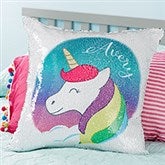 Personalized Reversible Sequin Unicorn Throw Pillow - 21432