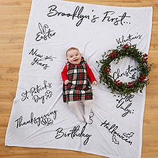 Personalized Babys First Holiday Milestone Blanket - 21433