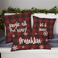 Personalized Buffalo Check Throw Pillows - Cozy Cabin - 21440