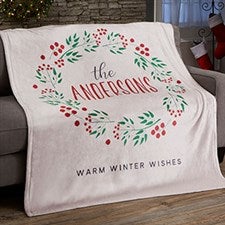 Christmas Wreath Personalized Blankets - 21531