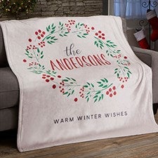 Christmas Wreath Personalized Blankets - 21531