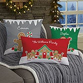 Personalized Christmas Throw Pillows - Gingerbread Family - 21536