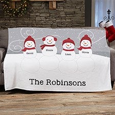 Snowman Family Personalized Blankets - 21537