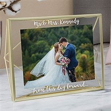 Engraved Wedding Photo Frame - Gold Prisma Glass - 21620