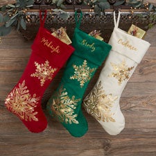 Personalized Red  Gold Christmas Stockings - 21635