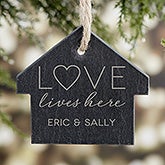 Love Lives Here Engraved Slate Ornament - 21665