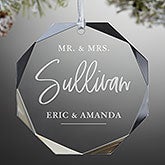 Custom Engraved Premium Glass Wedding Ornament - 21689