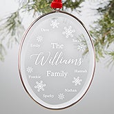 Engraved Glass Personalized Family Ornament - 21691