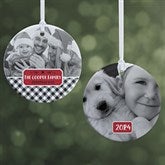 Farmhouse Christmas Buffalo Plaid Photo Ornaments - 21703