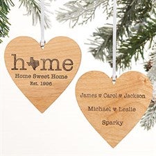 Home State Personalized Wood Heart Ornament - 21729