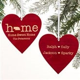 Home State Personalized Wood Heart Ornament - 21729