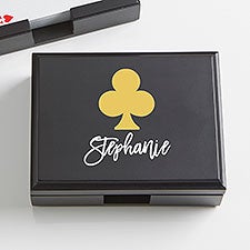 Contemporary Style Personalized Wood Playing Card Box - 21759