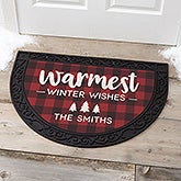 Personalized Buffalo Check Half Round Doormat - Cozy Cabin - 21869