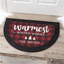 Personalized Buffalo Check Half Round Doormat - Cozy Cabin - 21869