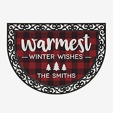 Personalized Buffalo Check Half Round Doormat - Cozy Cabin - 21869