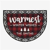 Personalized Buffalo Check Half Round Doormat - Cozy Cabin - 21869