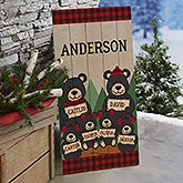 Holiday Bear Family Personalized Wood Porch Sign - 21870