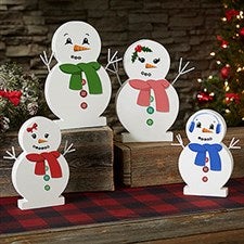 Personalized Wooden Snowman Shelf Decor - Snowman Face - 21875