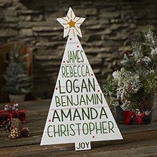 Christmas Family Tree Personalized Whitewashed Wood Tree - 21889