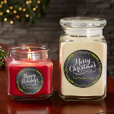 Happy Holidays Personalized Scented Candle Jars - 21910