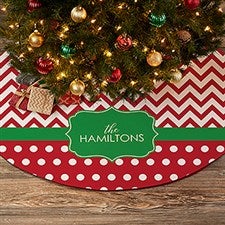 Preppy Chic Personalized Christmas Tree Skirt - 21944