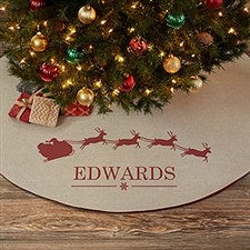 Santa Sleigh Personalized Christmas Tree Skirt - 21945