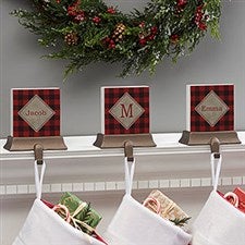 Cozy Cabin Personalized Buffalo Check Stocking Holders - 21950