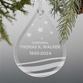 Military Memorial Teardrop Engraved Glass Ornaments - 21958