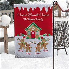 Gingerbread Family Personalized Garden Flag - 21962