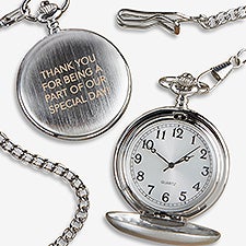 Custom Engraved Silver Pocket Watch Groomsman Gift - 21989