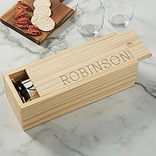 Engraved Wood Wine Box - Family Name - 21999