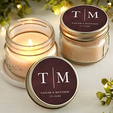 Personalized Mason Jar Candle Wedding Favors - Dark & Moody - 22050