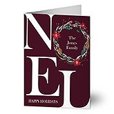 Noel Wreath Personalized Holiday Cards - 22108