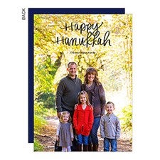 Happy Hanukkah Hand Lettered Photo Holiday Cards - 22163