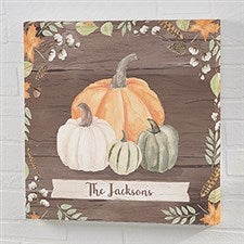 Autumn Pumpkins Dark Wash Personalized Canvas Prints - 22244
