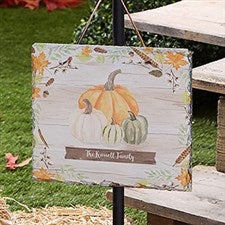 Autumn Pumpkins Light Wash Personalized Slate Plaque - 22270