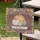 Autumn Pumpkins Dark Wash Personalized Slate Plaque - 22271