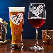 2 Pint Glass Set His & Hers - Design: HH6