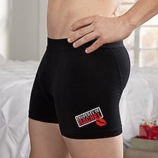 Personalized Black Boxer Briefs - Sealed With A Kiss - 22306
