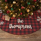 Cozy Cabin Personalized Buffalo Check Christmas Tree Skirt - 22311