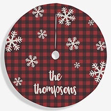 Cozy Cabin Personalized Buffalo Check Christmas Tree Skirt - 22311