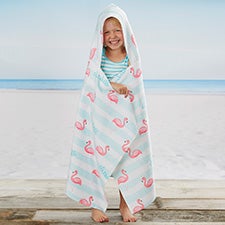 Flamingo Personalized Kids Hooded Pool  Beach Towel - 22369