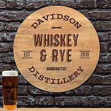 Vintage Distillery Personalized Round Wood Sign - 22391